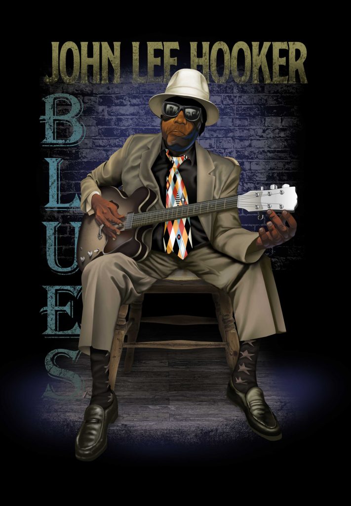 Famous blues musician with a guitar